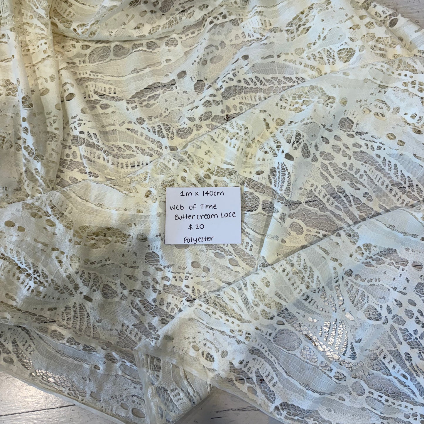 1m Web of time buttercream Lace