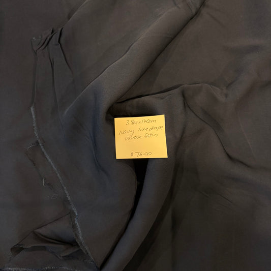 3.8m Navy Luxe Drape Viscose Satin