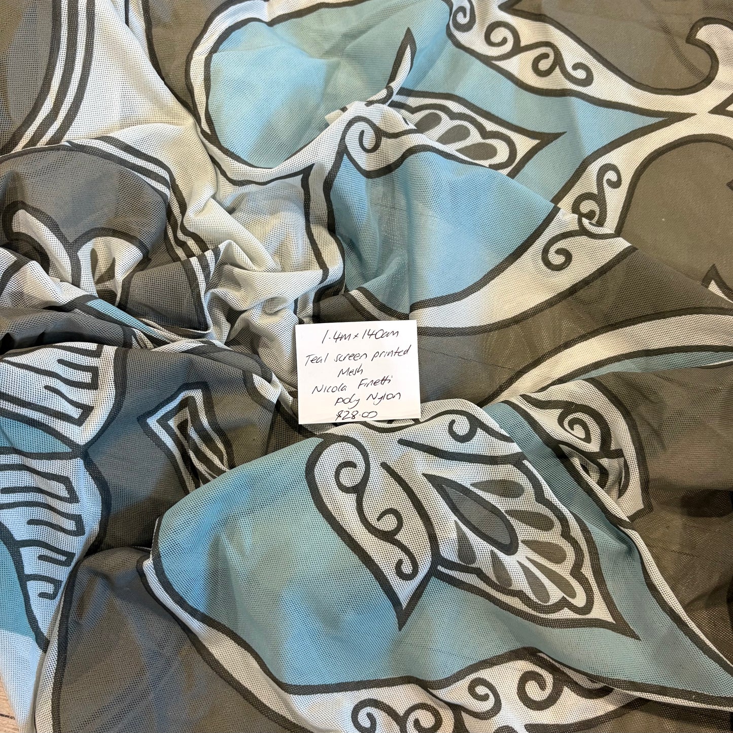1.4m Teal Screen Printed Mesh