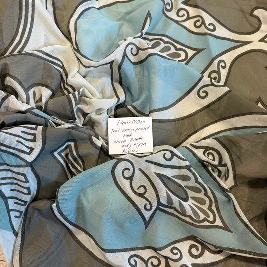1.4m Teal Screen Printed Mesh