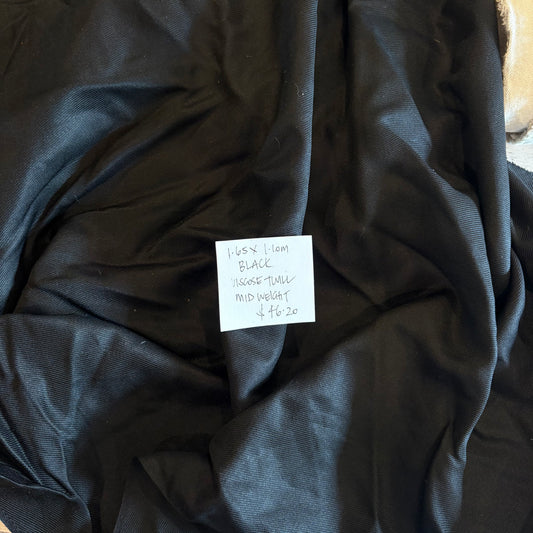 1.65m Black Viscose Twill