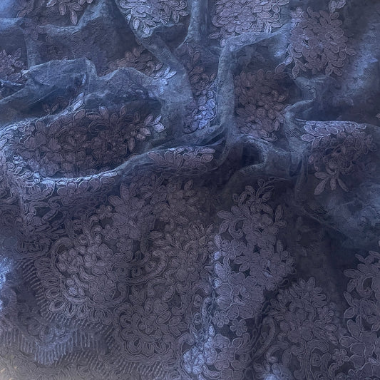 3.2m navy corded tulle lace