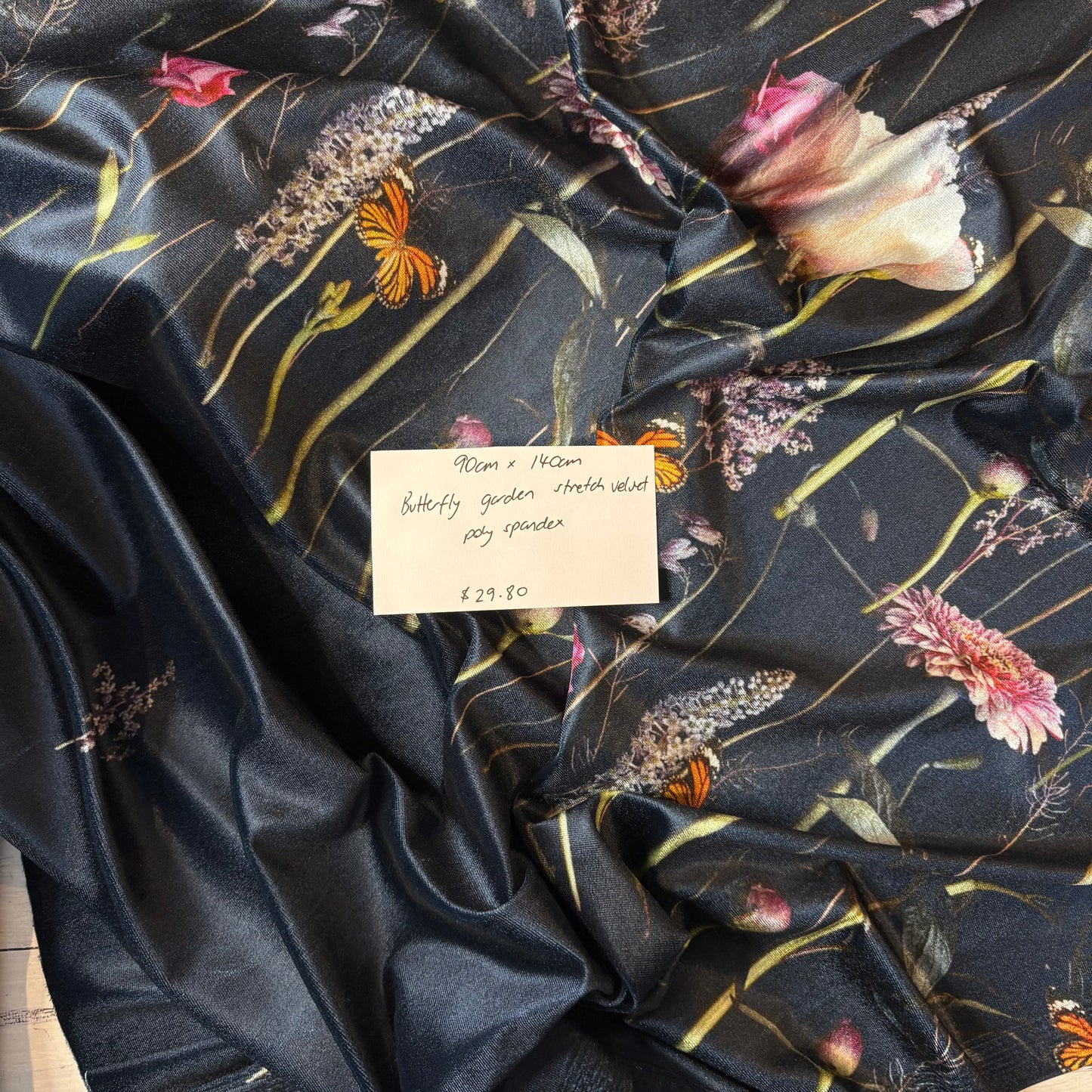 90cm Butterfly Garden Stretch Velvet