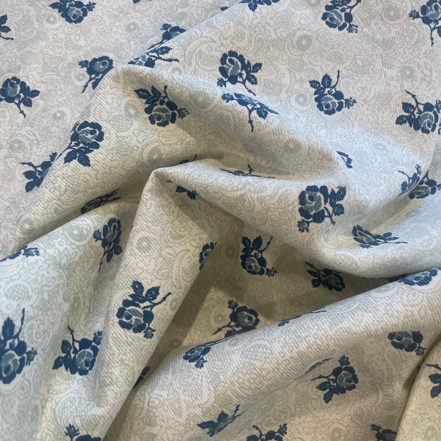 Vintage blue rose furnishing cotton