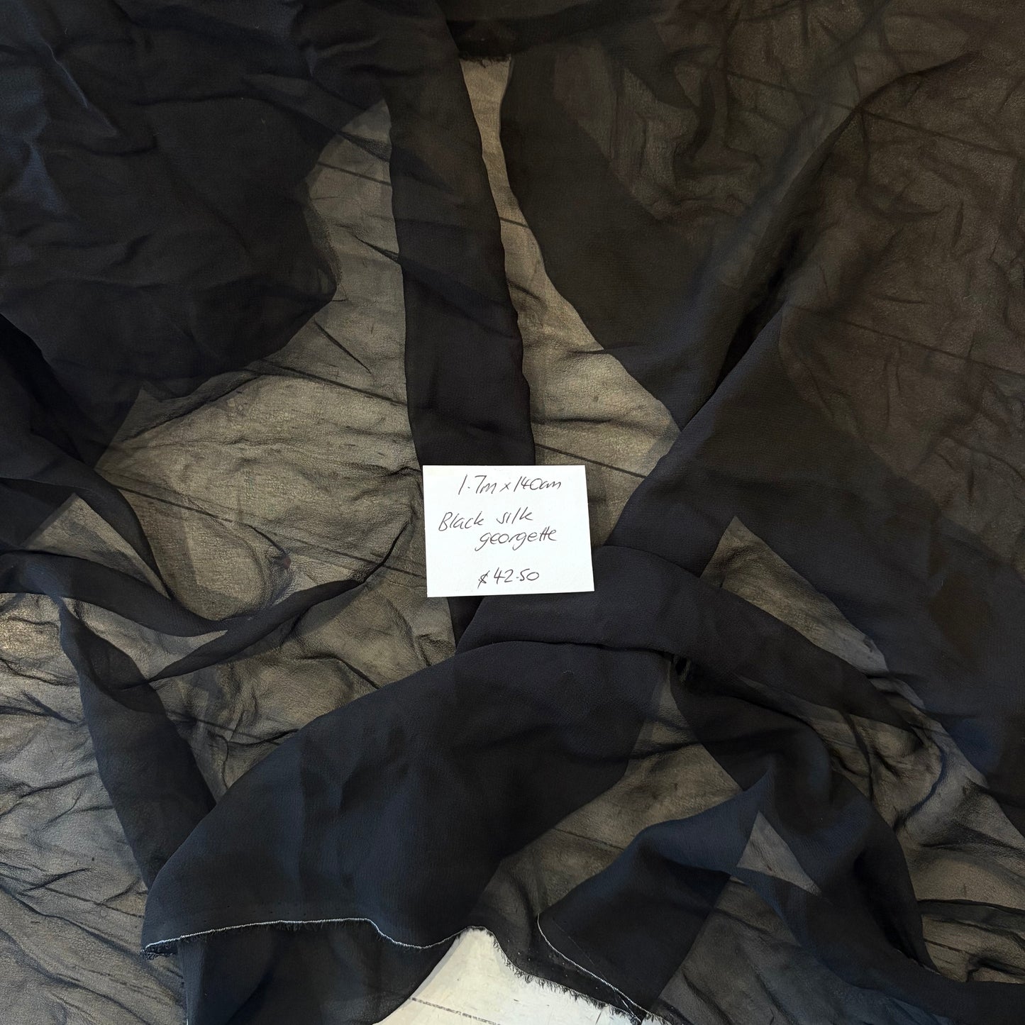 1.7m Black Silk Georgette