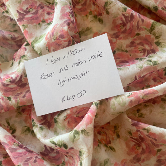 1.6m roses Silk Cotton Voile
