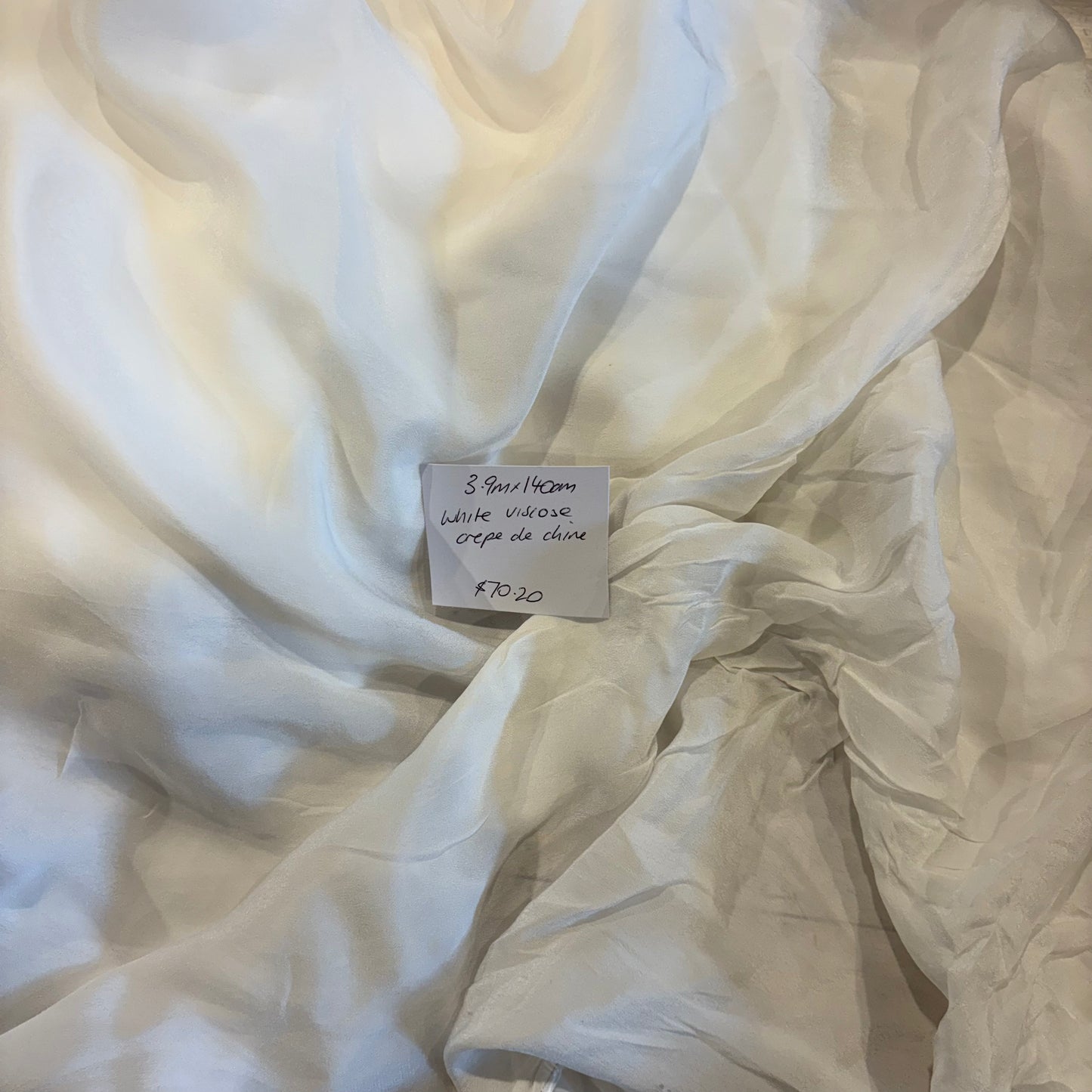 3.9m White Viscose Crepe De Chine