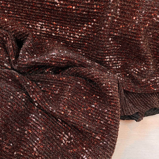 Chocolate Truffle Pleated Sequin Shimmer Knit