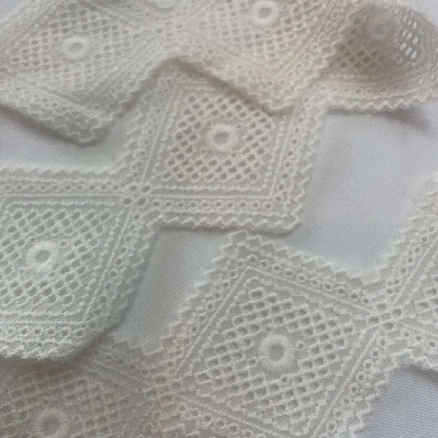 Embroidered White Soft Diamond Insertion 60mm