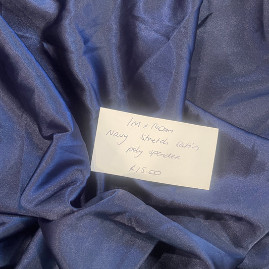 1m navy stretch satin