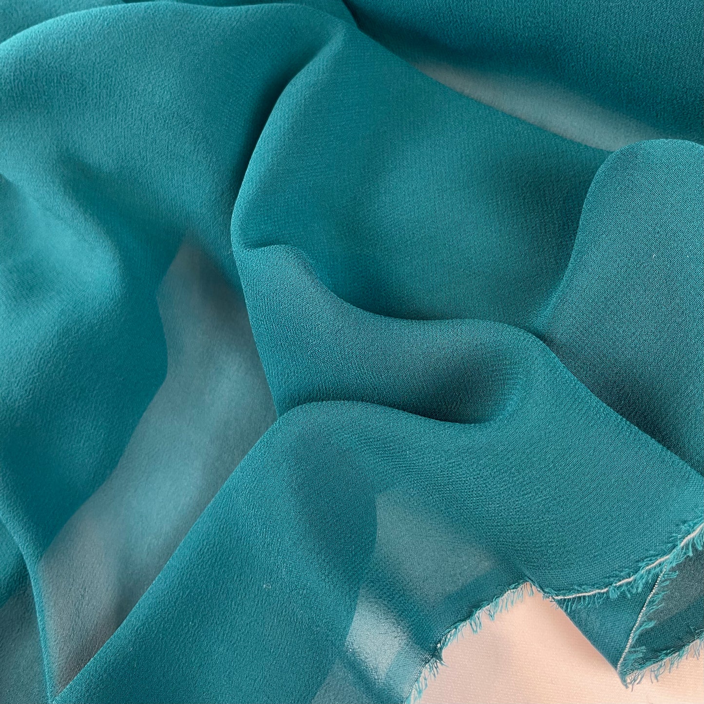 Teal silk georgette