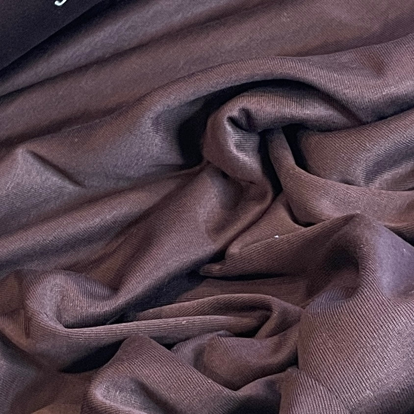 Chocolate ultra fine rib viscose slinky jersey