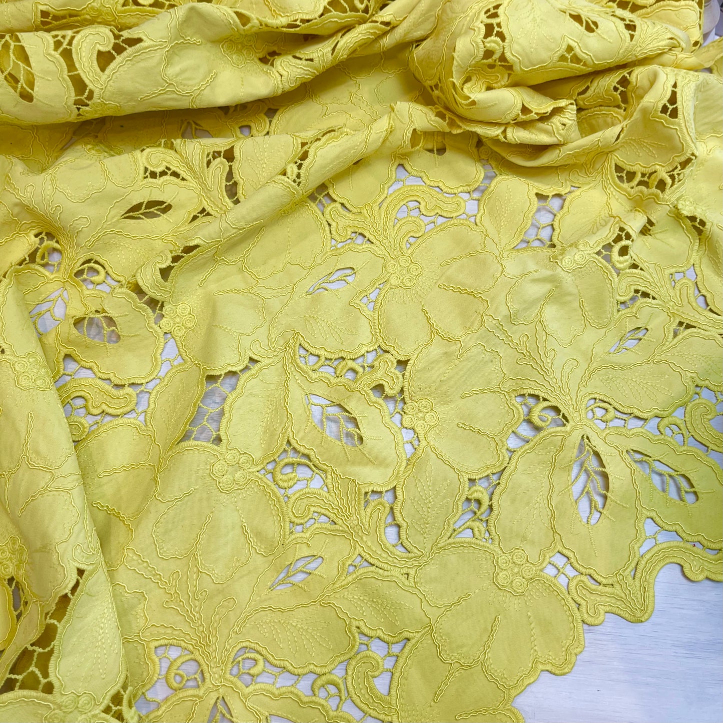 65cm Sunshine Yellow Embroidered Cotton Lace