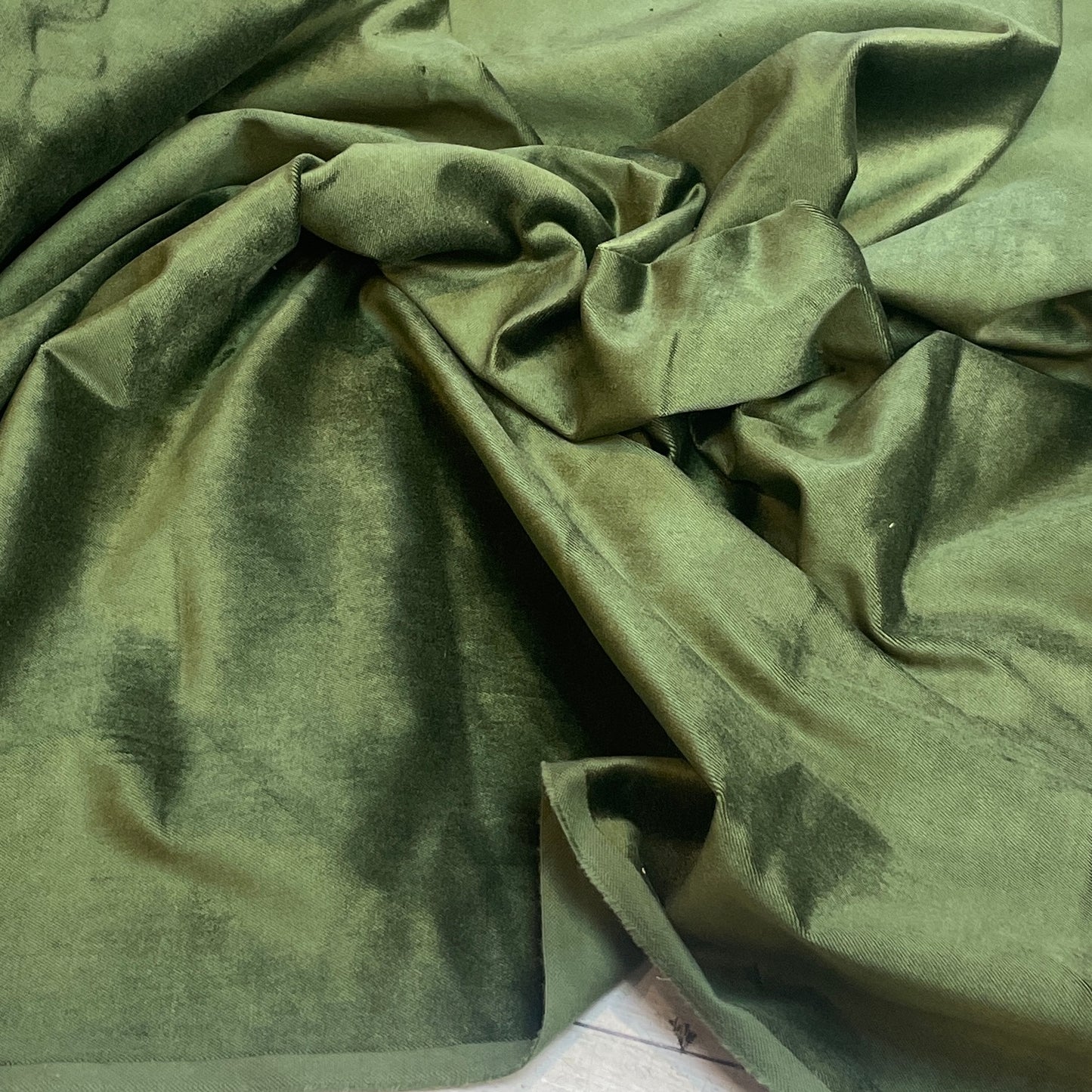 Olive stretch woven velvet