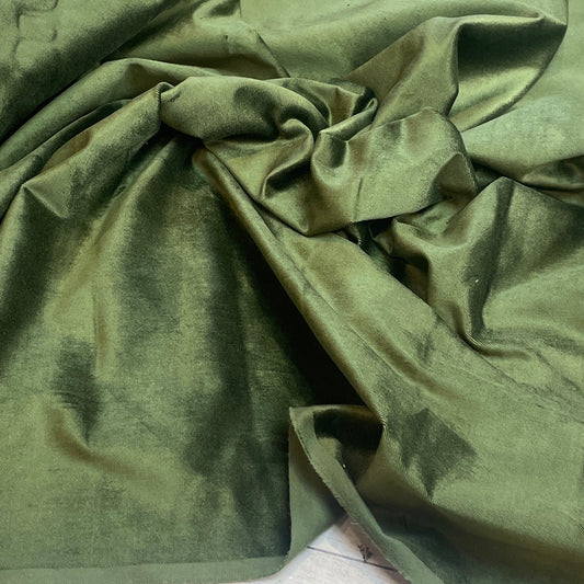 Olive stretch woven velvet