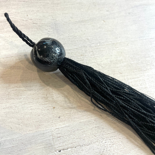 Long black marble look tassel 23cm