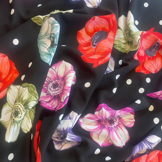 Poppies spot lightweight stretch crepe