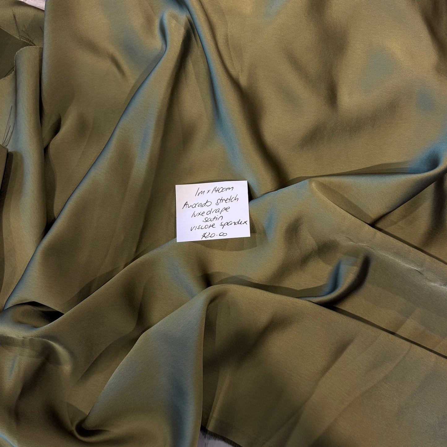 1m Avocado Stretch Luxe Drape Satin