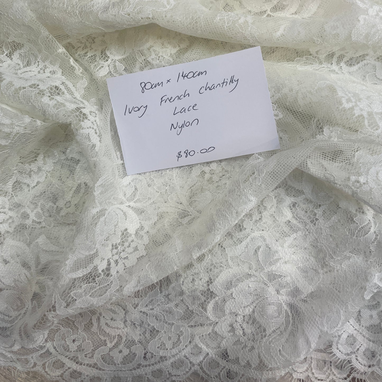 80cm ivory french chantilly lace