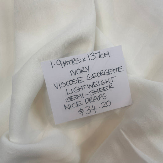 1.9 m ivory viscose georgette