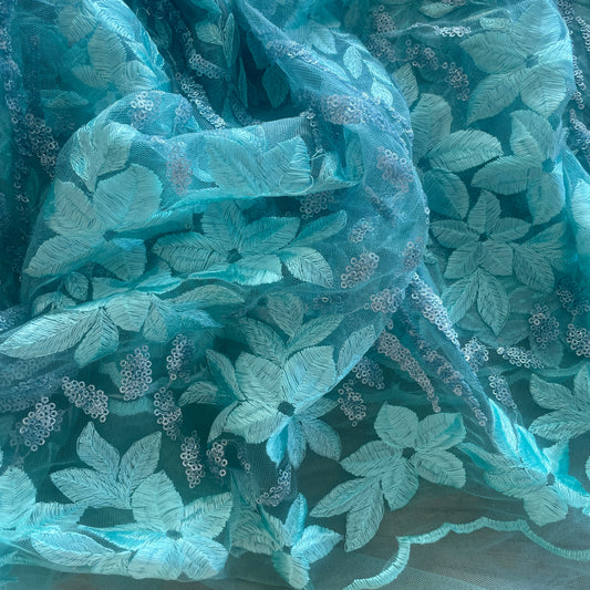2m seafoam sequin embroidered tulle