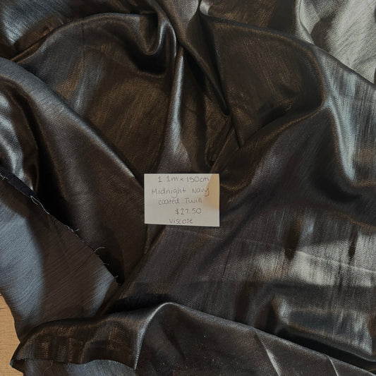 1.1m Midnight Navy Coated Twill