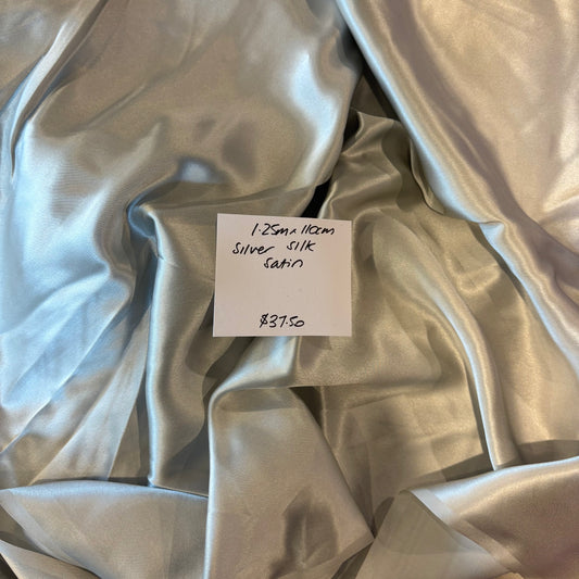 1.25m Silver Silk Satin