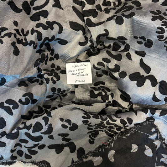 1.9m Black + Silver Jacquard Brocade
