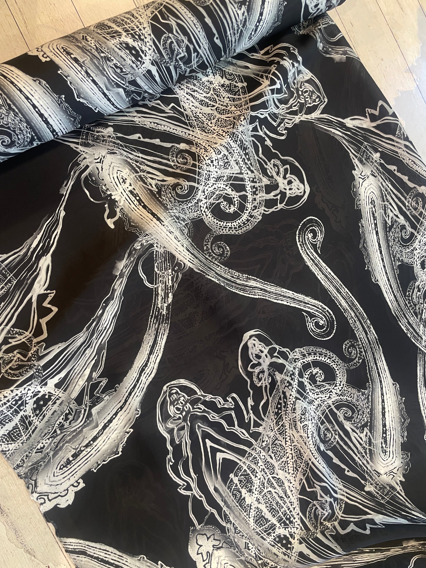 Cosmic paisley viscose double georgette