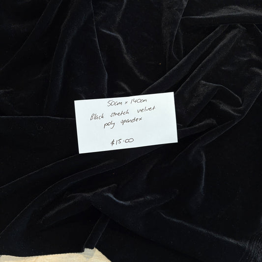 50cm Black Stretch Velvet