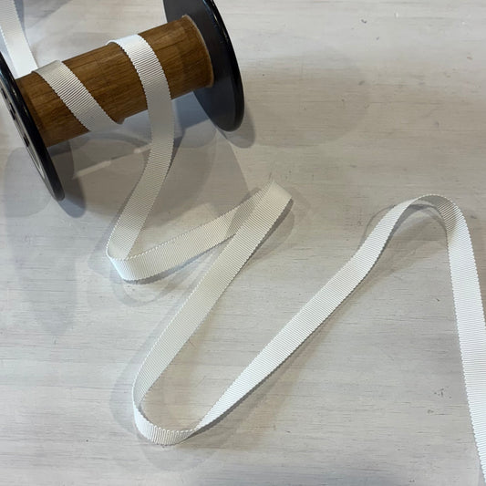 White 12mm Rayon Gross Grain Ribbon