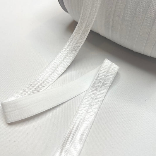 White 15mm Satin Foldover Elastic