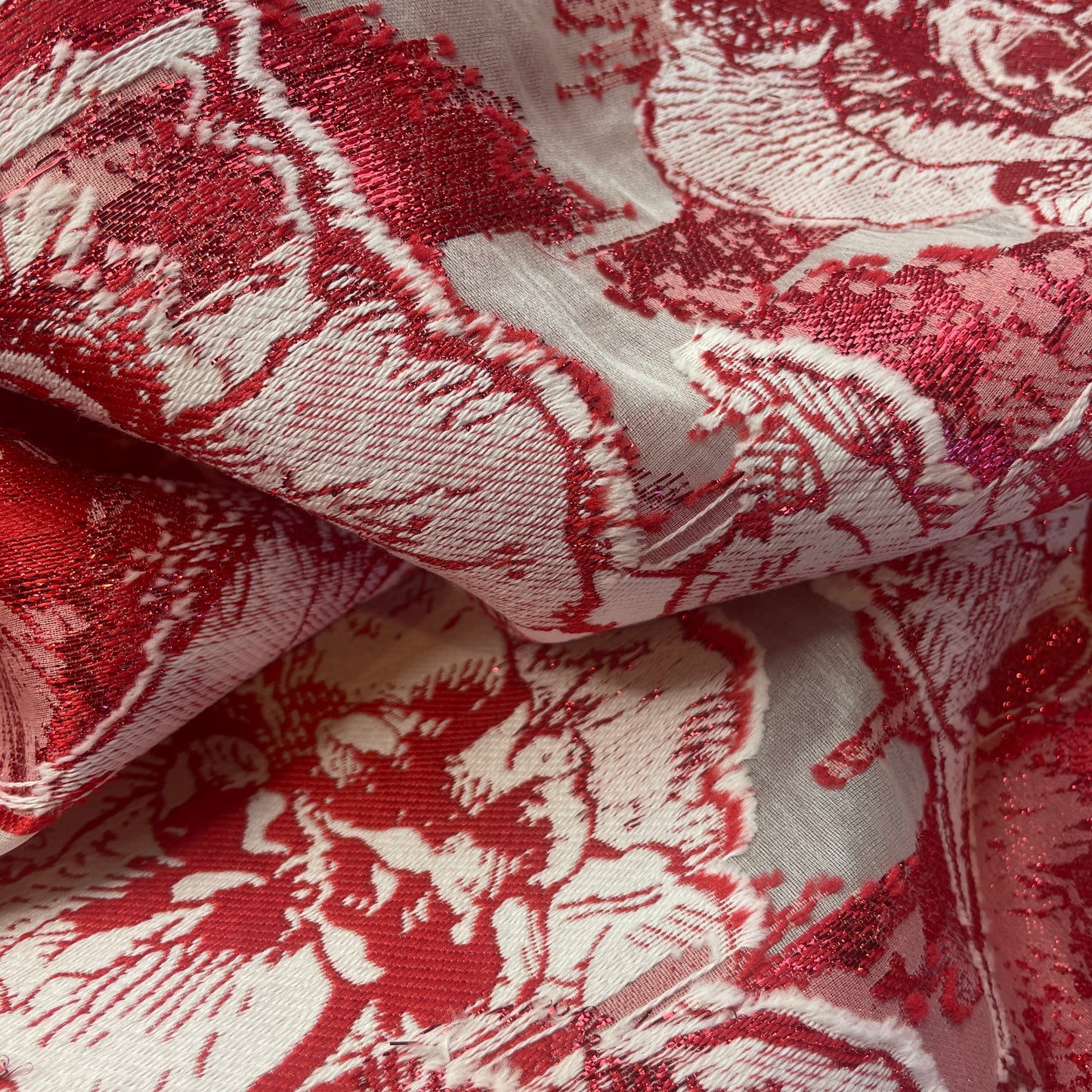 Scarlet rose metallic Brocade