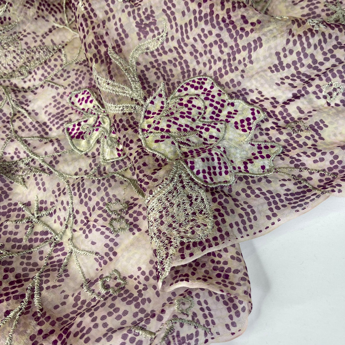 Spanish Plum Embroidered Silk Organza