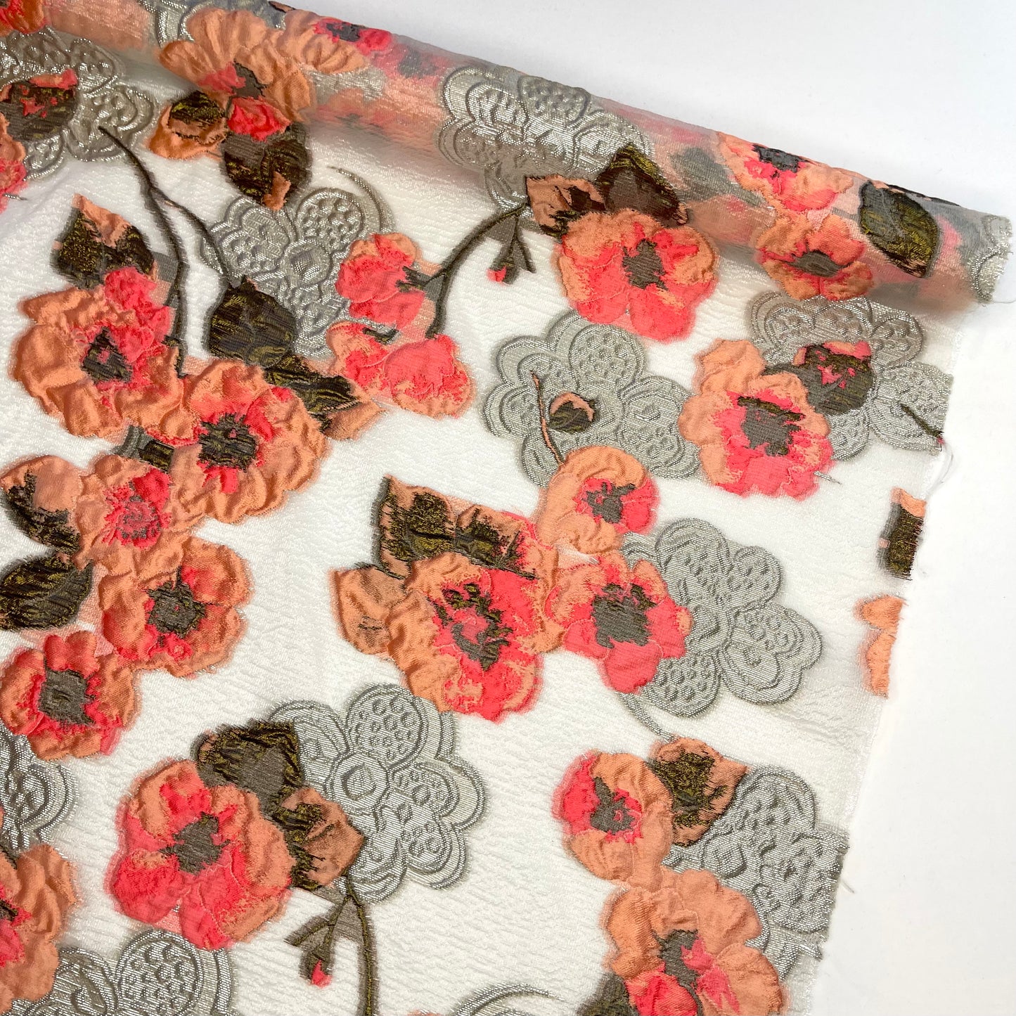 Peach Bloom Cloque Jacquard