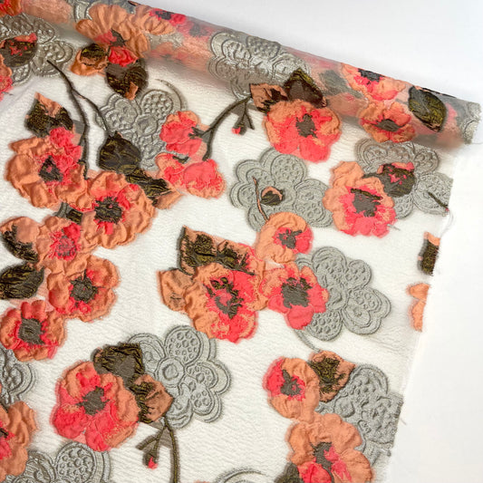 Peach Bloom Cloque Jacquard