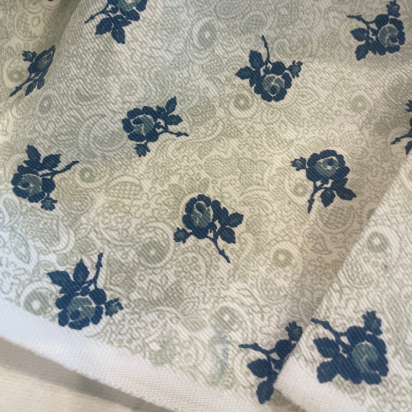 Vintage blue rose furnishing cotton