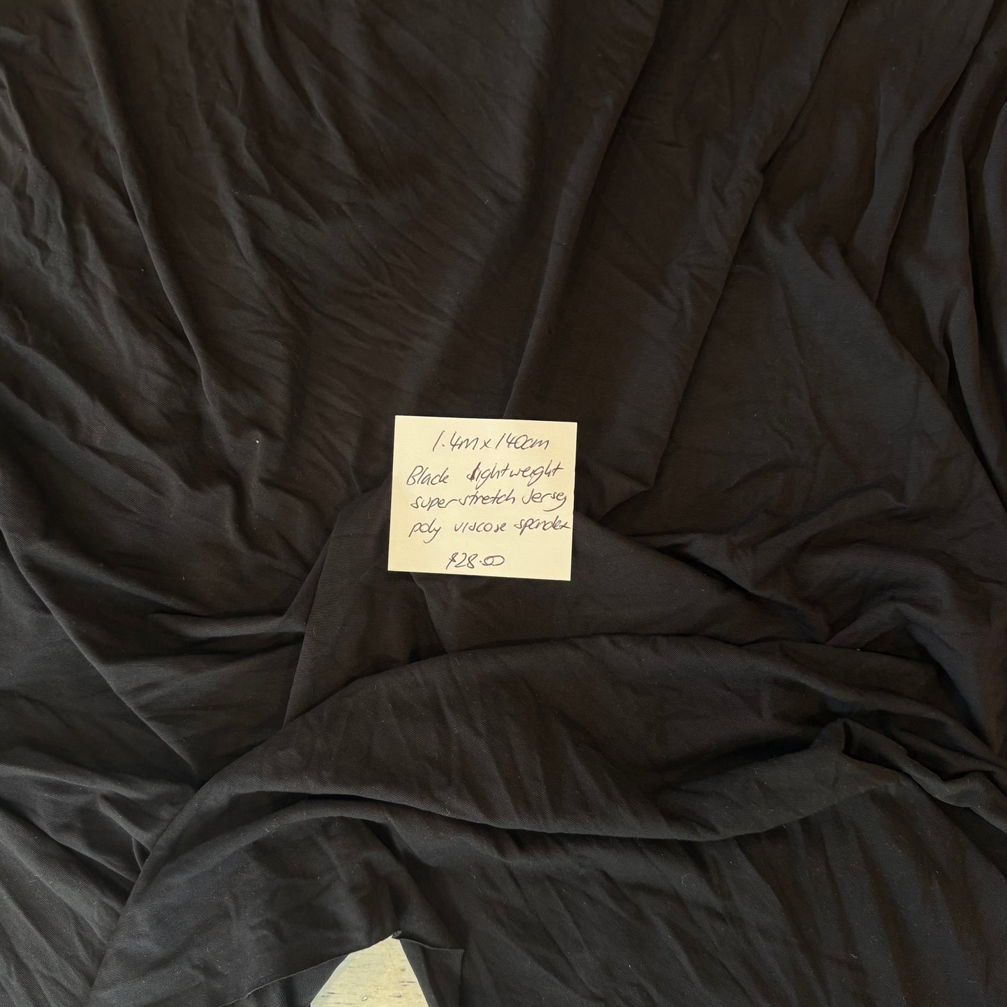 1.4m Black Lightweight Super Stretch Jersey