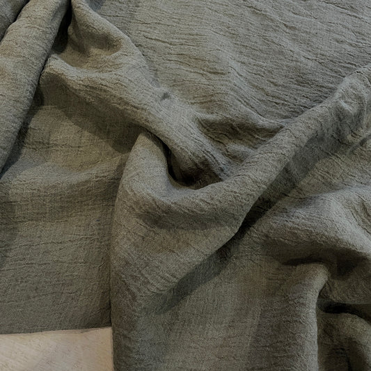 Deep khaki crinkle linen