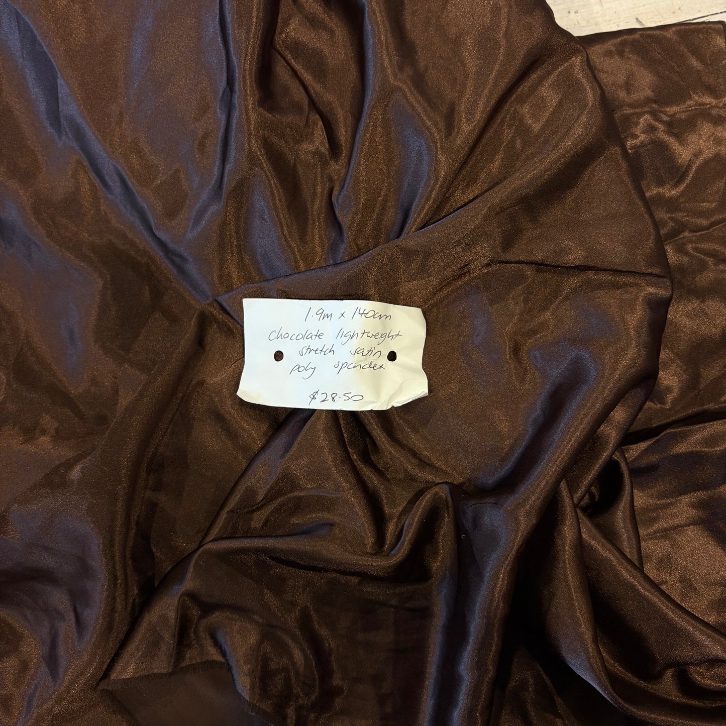 1.9m Chocolate Lightweight Stretch Satin
