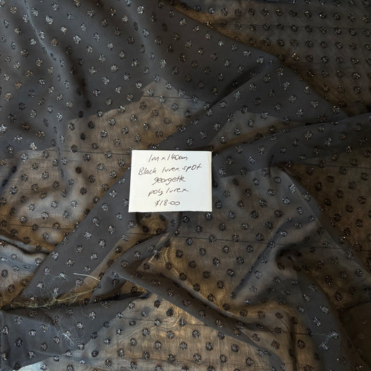 1m Black Lurex Spot Georgette