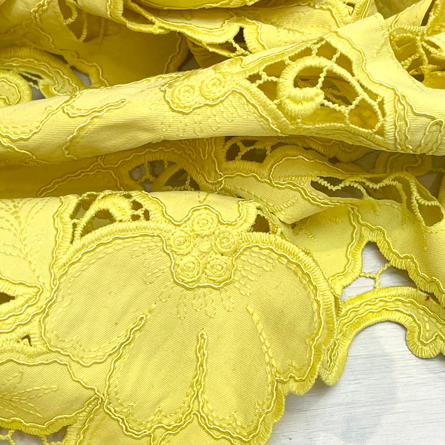 65cm Sunshine Yellow Embroidered Cotton Lace