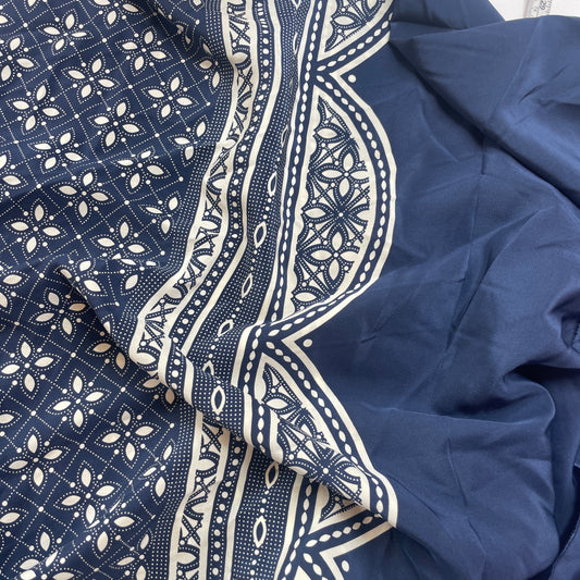 50cm navy tiles silk crepe de chine