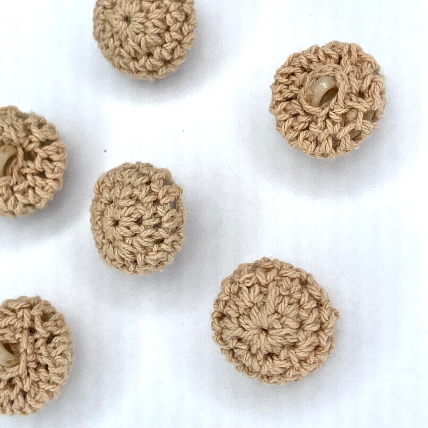 20mm Coffee Cotton Crochet Cover Button