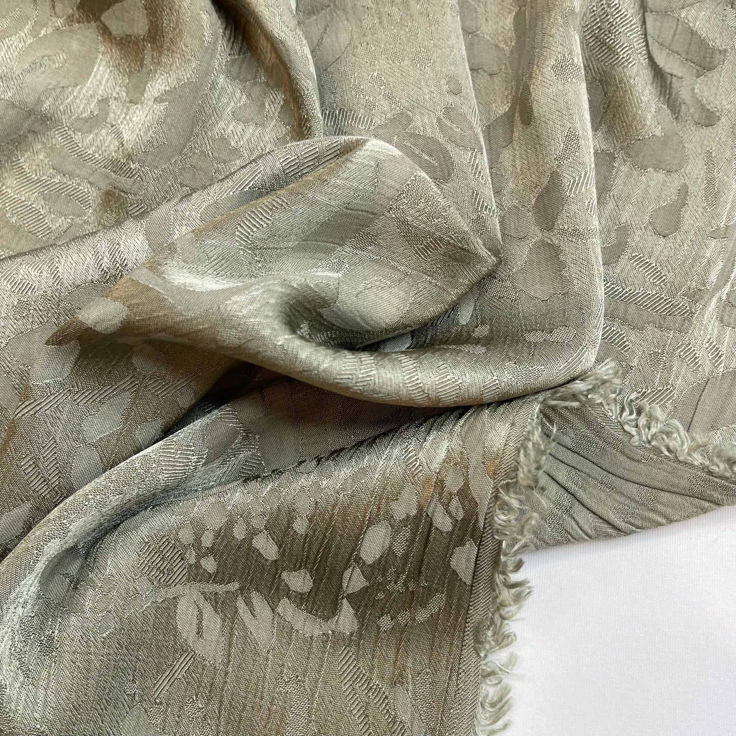 60cm Sage Jacquard Satin Viscose