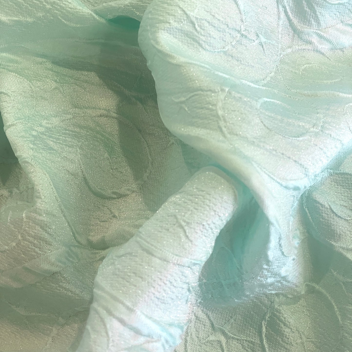 Mint swirls Cloque brocade
