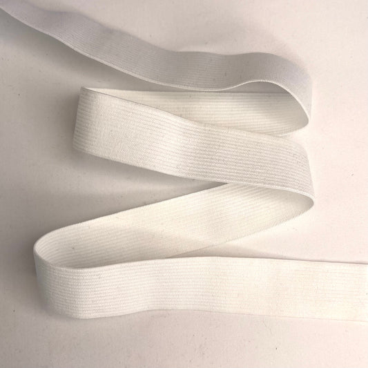 25mm White Soft Braided Elastic