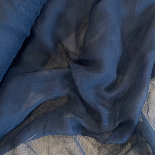 Navy crinkle Silk Chiffon