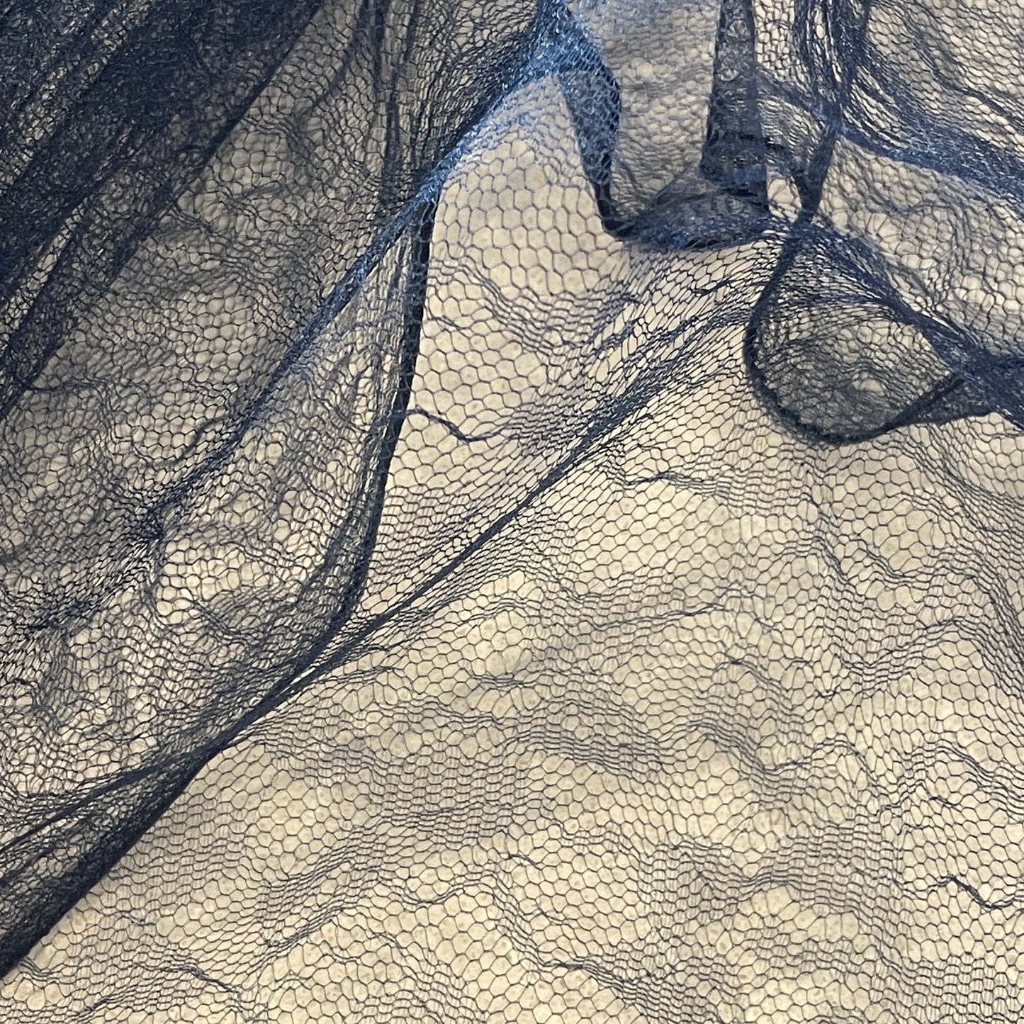 Flora fine navy floral tulle