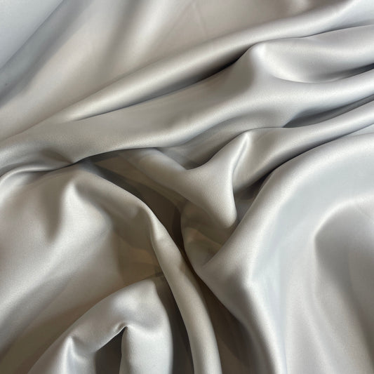 Pale silver lightweight duchess satin